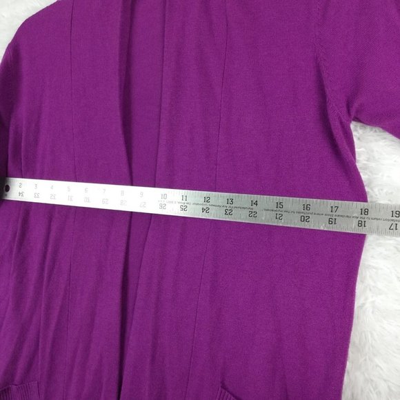 Staccato Womens Sweater Cardigan Open Purple Knit Long‎ Sleeve Lightweight Small - Picture 5 of 12